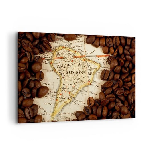 Obraz na płótnie - Skąd pochodzi najlepsza kawa? - 120x80cm - Mapy Świata Kawa Ameryka - Nowoczesny obraz na ścianę do salonu do sypialni ARTTOR ARTTOR