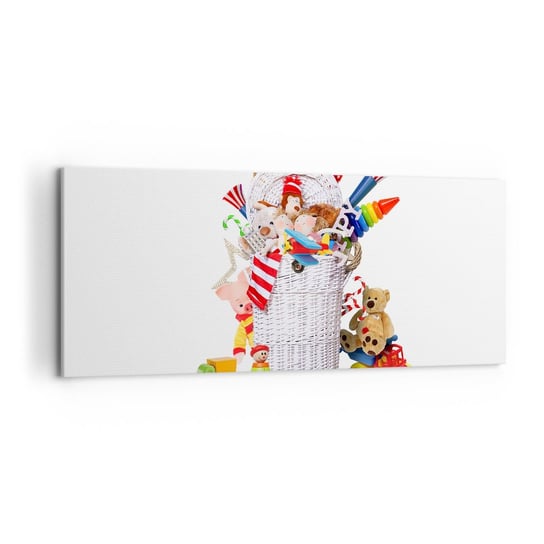 Obraz na płótnie - Skarby malucha - 120x50cm - Zabawki Dla Dzieci Pokój Dziecięcy - Nowoczesny obraz na ścianę do salonu do sypialni ARTTOR ARTTOR