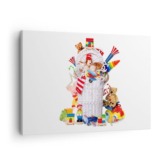 Obraz na płótnie - Skarby malucha - 70x50cm - Zabawki Dla Dzieci Pokój Dziecięcy - Nowoczesny Canvas obraz do salonu do sypialni ARTTOR ARTTOR