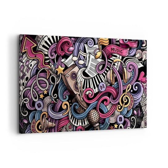 Obraz na płótnie - Skomplikowana melodia - 100x70cm - Muzyka Mural Graffiti - Nowoczesny foto obraz w ramie do salonu do sypialni ARTTOR ARTTOR
