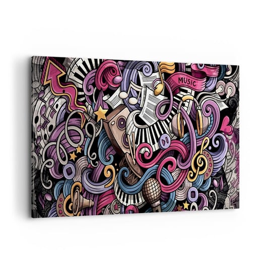 Obraz na płótnie - Skomplikowana melodia - 120x80cm - Muzyka Mural Graffiti - Nowoczesny obraz na ścianę do salonu do sypialni ARTTOR ARTTOR