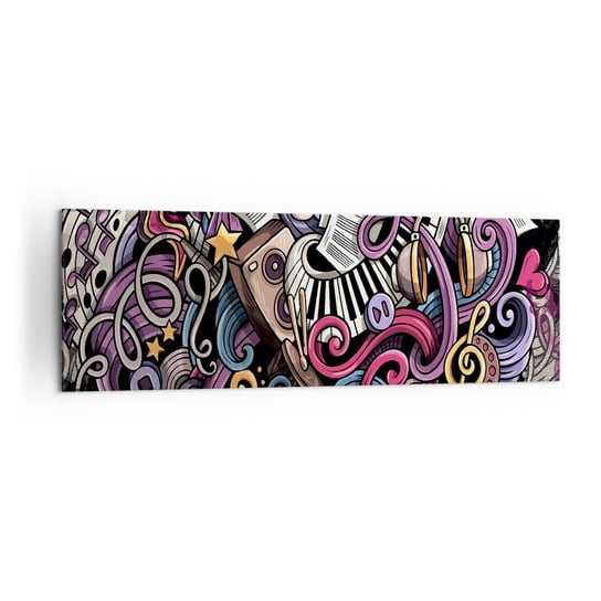 Obraz na płótnie - Skomplikowana melodia - 160x50cm - Muzyka Mural Graffiti - Nowoczesny foto obraz w ramie do salonu do sypialni ARTTOR ARTTOR