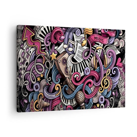 Obraz na płótnie - Skomplikowana melodia - 70x50cm - Muzyka Mural Graffiti - Nowoczesny Canvas obraz do salonu do sypialni ARTTOR ARTTOR