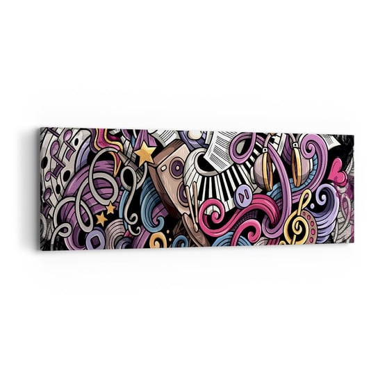 Obraz na płótnie - Skomplikowana melodia - 90x30cm - Muzyka Mural Graffiti - Nowoczesny Canvas obraz do salonu do sypialni ARTTOR ARTTOR