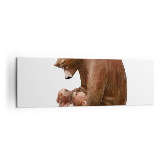 Obraz na płótnie - Słodkich snów, dzieciaki - 160x50cm - Dla Dzieci Niedźwiedź Rodzina - Nowoczesny foto obraz w ramie do salonu do sypialni ARTTOR ARTTOR