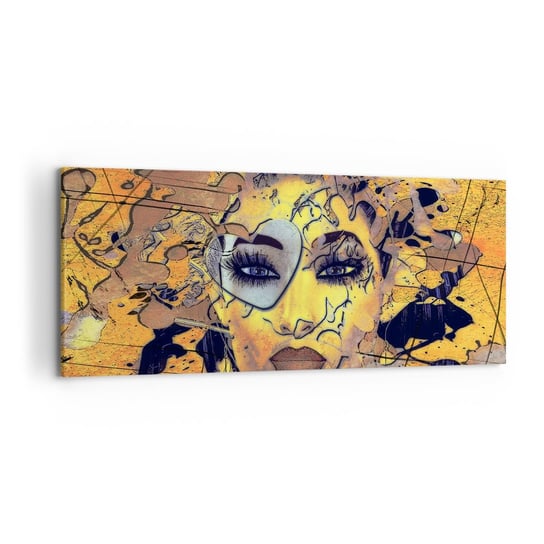Obraz na płótnie - Słoneczna piękność - 120x50cm - Abstrakcja Twarz Kobiety Oczy - Nowoczesny obraz na ścianę do salonu do sypialni ARTTOR ARTTOR