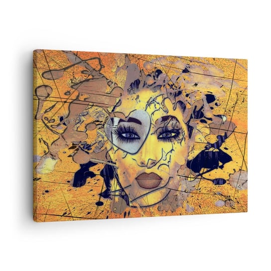 Obraz na płótnie - Słoneczna piękność - 70x50cm - Abstrakcja Twarz Kobiety Oczy - Nowoczesny Canvas obraz do salonu do sypialni ARTTOR ARTTOR