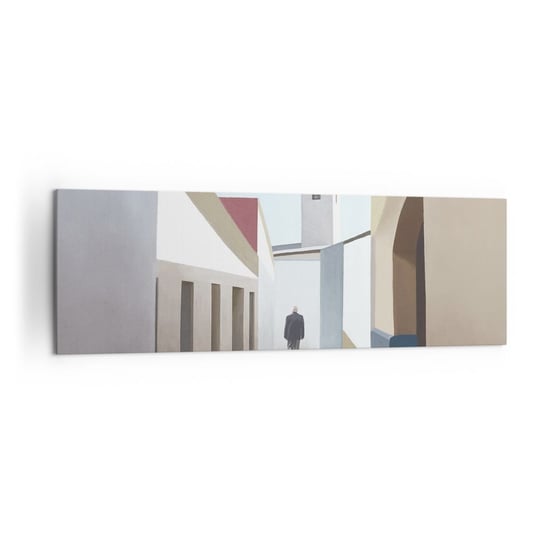 Obraz na płótnie - Słoneczny spacer - 160x50cm - Pastelowe Budynki Architektura - Nowoczesny foto obraz w ramie do salonu do sypialni ARTTOR ARTTOR