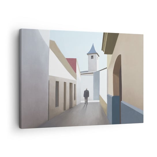 Obraz na płótnie - Słoneczny spacer - 70x50cm - Pastelowe Budynki Architektura - Nowoczesny Canvas obraz do salonu do sypialni ARTTOR ARTTOR