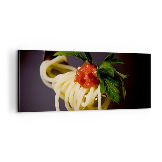 Obraz na płótnie - Smakowity kęs - 100x40cm - Gastronomia Spaghetti Włochy - Nowoczesny foto obraz w ramie do salonu do sypialni ARTTOR ARTTOR