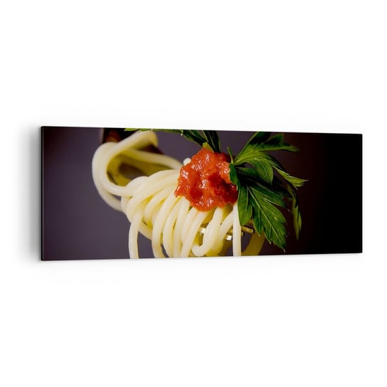 Obraz na płótnie - Smakowity kęs - 140x50cm - Gastronomia Spaghetti Włochy - Nowoczesny Canvas obraz do salonu do sypialni ARTTOR ARTTOR