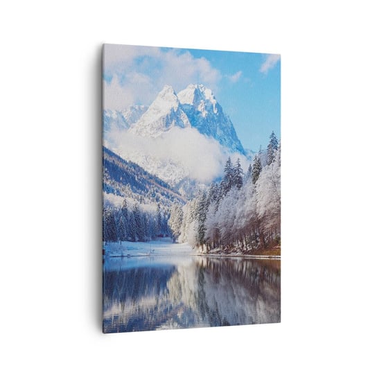 Obraz na płótnie - Śnieżna straż - 70x100cm - Zima Krajobraz Góry - Nowoczesny foto obraz w ramie do salonu do sypialni ARTTOR ARTTOR