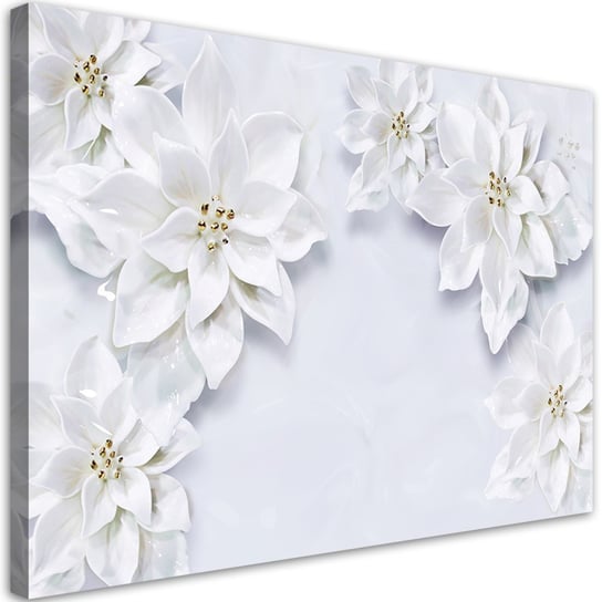 Obraz na płótnie, Śnieżno Białe Kwiaty Rośliny - 90x60 Inna marka