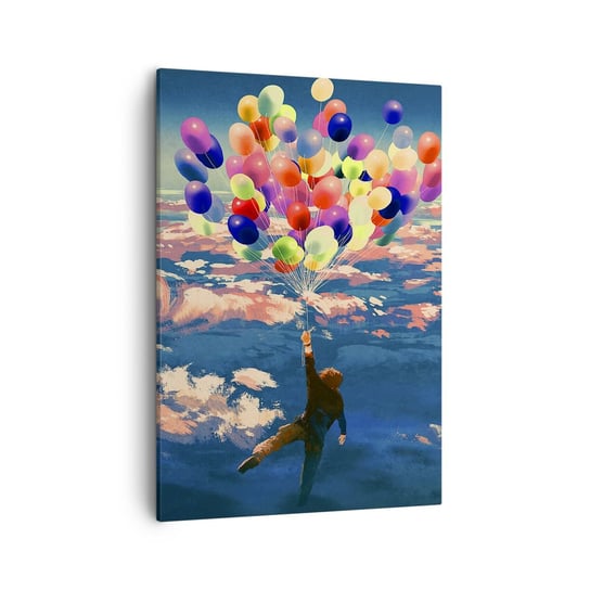 Obraz na płótnie - Spełnione marzenie dzieciństwa - 50x70cm - Dla Dzieci Kolorowe Balony Abstrakcja - Nowoczesny Canvas obraz do salonu do sypialni ARTTOR ARTTOR