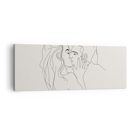 Obraz na płótnie - Splątani uczuciem - 140x50cm - Grafika Zakochana Para Pocałunek - Nowoczesny Canvas obraz do salonu do sypialni ARTTOR ARTTOR