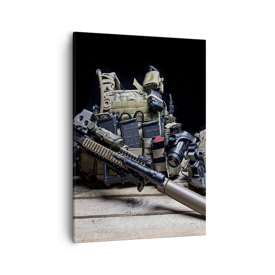 Obraz na płótnie - Spocznij! - 50x70cm - Militaria Karabin Broń - Nowoczesny Canvas obraz do salonu do sypialni ARTTOR ARTTOR