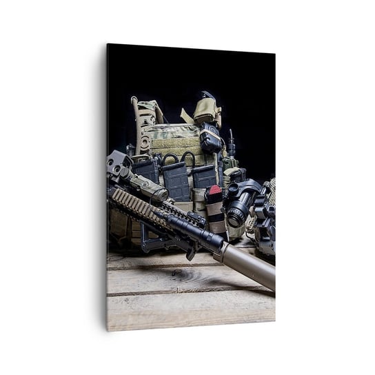 Obraz na płótnie - Spocznij! - 80x120cm - Militaria Karabin Broń - Nowoczesny obraz na ścianę do salonu do sypialni ARTTOR ARTTOR