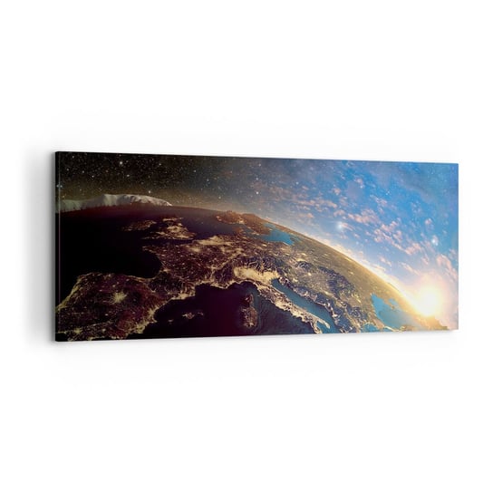Obraz na płótnie - Spójrzmy na siebie z dystansu - 120x50cm - Kosmos Planet Ziemia Kula Ziemska - Nowoczesny obraz na ścianę do salonu do sypialni ARTTOR ARTTOR
