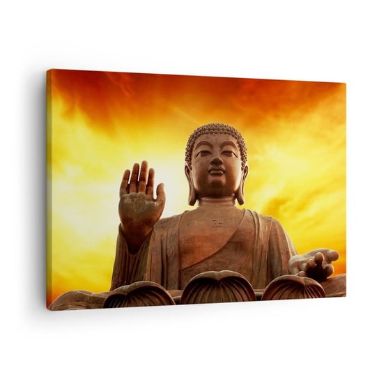 Obraz na płótnie - Spokój świata - 70x50cm - Budda Religia Sztuka - Nowoczesny Canvas obraz do salonu do sypialni ARTTOR ARTTOR