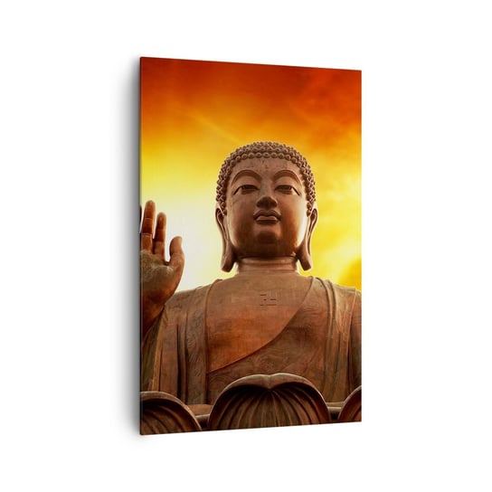 Obraz na płótnie - Spokój świata - 80x120cm - Budda Religia Sztuka - Nowoczesny obraz na ścianę do salonu do sypialni ARTTOR ARTTOR
