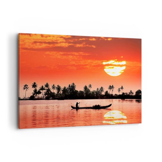 Obraz na płótnie - Spokój tropików o zachodzie - 120x80cm - Krajobraz Indie Zachód Słońca - Nowoczesny obraz na ścianę do salonu do sypialni ARTTOR ARTTOR