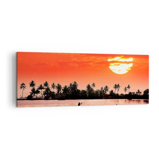 Obraz na płótnie - Spokój tropików o zachodzie - 140x50cm - Krajobraz Indie Zachód Słońca - Nowoczesny Canvas obraz do salonu do sypialni ARTTOR ARTTOR