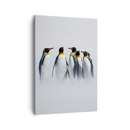 Obraz na płótnie - Spotkanie w wieczorowych strojach - 50x70cm - Zwierzęta Pingwin Natura - Nowoczesny Canvas obraz do salonu do sypialni ARTTOR ARTTOR