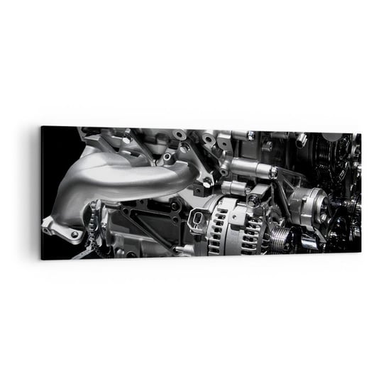 Obraz na płótnie - Stalowy, piękny, silny - 140x50cm - Motoryzacja Silnik Samochodowy 3D - Nowoczesny Canvas obraz do salonu do sypialni ARTTOR ARTTOR