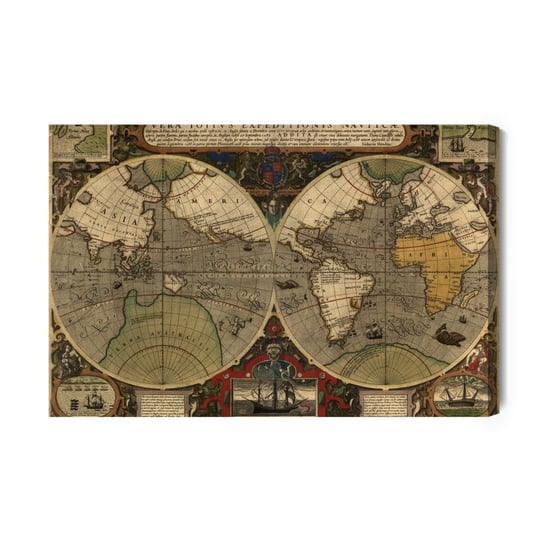 Obraz Na Płótnie Starożytna Mapa Świata 100x70 NC Inna marka