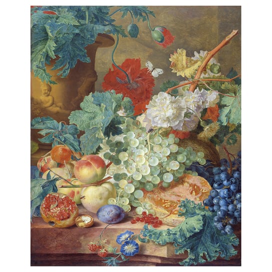 Obraz na płótnie - Still Life with Flowers and Fruit - Jan van Huysum - Dekoracje ścienne cm. 50x60 Legendarte