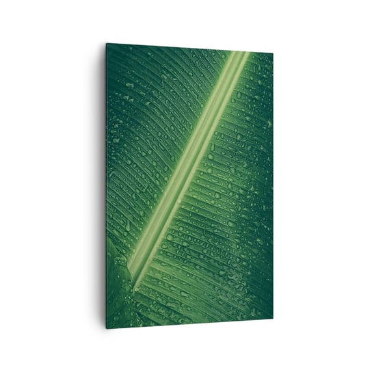 Obraz na płótnie - Struktura zieleni - 80x120cm - Zielony Liść Roślina Tropikalna Sztuka - Nowoczesny obraz na ścianę do salonu do sypialni ARTTOR ARTTOR