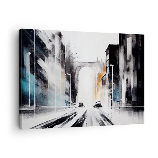 Obraz na płótnie - Studium miasta: architektura i ruch - 70x50cm - Architektura Pejzaż Ulica - Nowoczesny Canvas obraz do salonu do sypialni ARTTOR ARTTOR