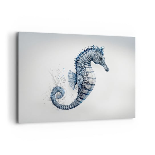 Obraz na płótnie - Subtelny żart natury - 120x80cm - Konik Morski Nadmorski Rafa Koralowa - Nowoczesny obraz na ścianę do salonu do sypialni ARTTOR ARTTOR