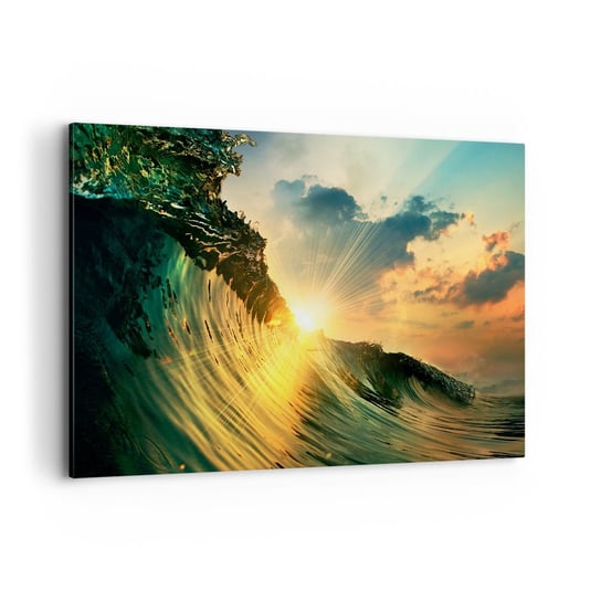 Obraz na płótnie - Surferze, gdzie jesteś? - 100x70 cm - Obraz nowoczesny - Fala Morska, Promienie Słońca, Natura, Surfing, Morze - AA100x70-3943 ARTTOR
