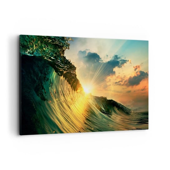 Obraz na płótnie - Surferze, gdzie jesteś? - 120x80cm - Fala Morska Promienie Słońca Natura - Nowoczesny obraz na ścianę do salonu do sypialni ARTTOR ARTTOR
