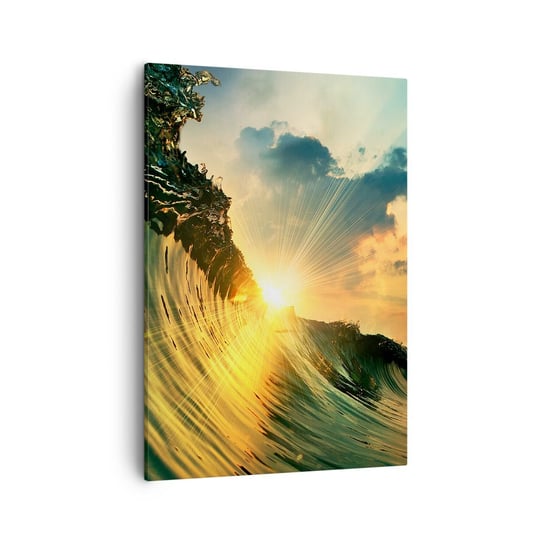Obraz na płótnie - Surferze, gdzie jesteś? - 50x70cm - Fala Morska Promienie Słońca Natura - Nowoczesny Canvas obraz do salonu do sypialni ARTTOR ARTTOR