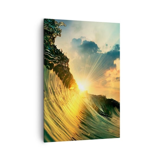 Obraz na płótnie - Surferze, gdzie jesteś? - 70x100cm - Fala Morska Promienie Słońca Natura - Nowoczesny foto obraz w ramie do salonu do sypialni ARTTOR ARTTOR