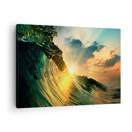 Obraz na płótnie - Surferze, gdzie jesteś? - 70x50cm - Fala Morska Promienie Słońca Natura - Nowoczesny Canvas obraz do salonu do sypialni ARTTOR ARTTOR