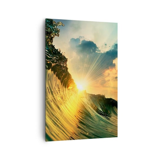 Obraz na płótnie - Surferze, gdzie jesteś? - 80x120cm - Fala Morska Promienie Słońca Natura - Nowoczesny obraz na ścianę do salonu do sypialni ARTTOR ARTTOR