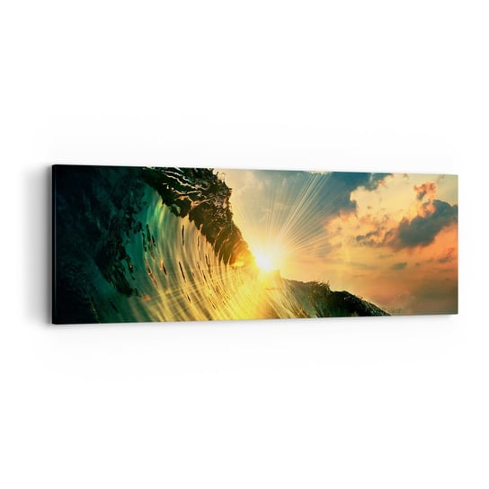 Obraz na płótnie - Surferze, gdzie jesteś? - 90x30cm - Fala Morska Promienie Słońca Natura - Nowoczesny Canvas obraz do salonu do sypialni ARTTOR ARTTOR