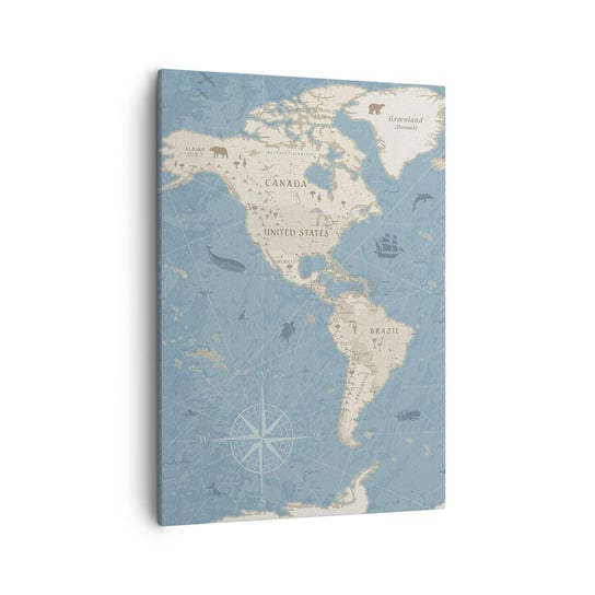 Obraz na płótnie - Świat w zasięgu ręki - 50x70cm - Mapa Świata Vintage Grunge - Nowoczesny Canvas obraz do salonu do sypialni ARTTOR ARTTOR