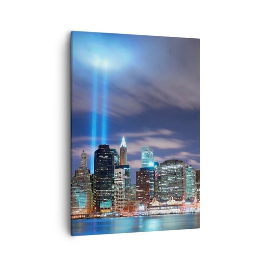 Obraz na płótnie - Światłem dosięgnąć nieba - 50x70cm - Miasto Nowy York Architektura - Nowoczesny Canvas obraz do salonu do sypialni ARTTOR ARTTOR