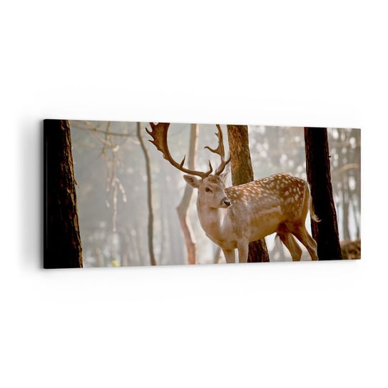 Obraz na płótnie - Światło młodości - 120x50cm - Zwierzęta Jeleń Las - Nowoczesny obraz na ścianę do salonu do sypialni ARTTOR ARTTOR