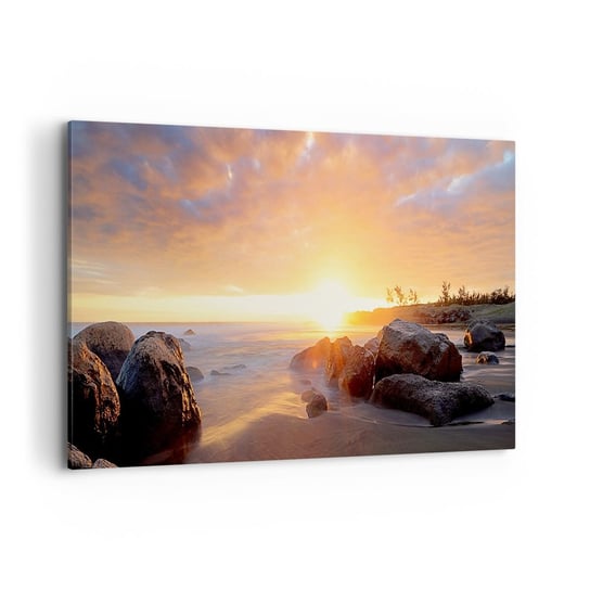 Obraz na płótnie - Świetlista bryza wieczoru - 120x80cm - Krajobraz Morze Wschód Słońca - Nowoczesny obraz na ścianę do salonu do sypialni ARTTOR ARTTOR