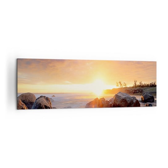 Obraz na płótnie - Świetlista bryza wieczoru - 160x50cm - Krajobraz Morze Wschód Słońca - Nowoczesny foto obraz w ramie do salonu do sypialni ARTTOR ARTTOR