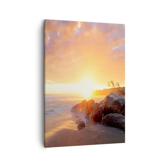 Obraz na płótnie - Świetlista bryza wieczoru - 50x70cm - Krajobraz Morze Wschód Słońca - Nowoczesny Canvas obraz do salonu do sypialni ARTTOR ARTTOR