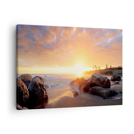 Obraz na płótnie - Świetlista bryza wieczoru - 70x50cm - Krajobraz Morze Wschód Słońca - Nowoczesny Canvas obraz do salonu do sypialni ARTTOR ARTTOR