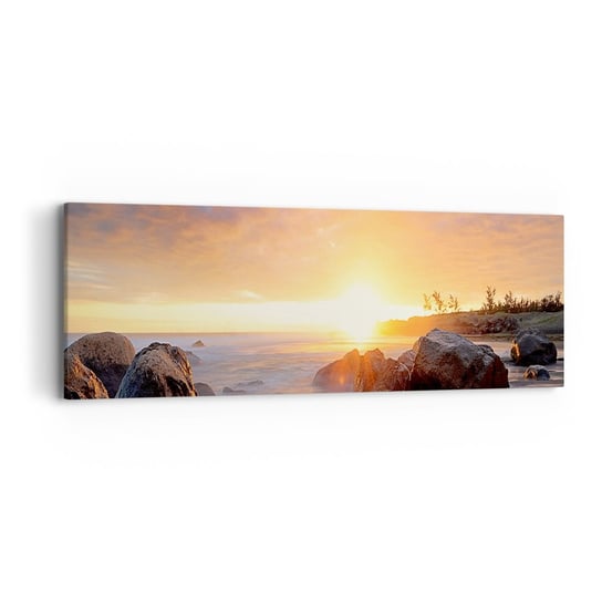 Obraz na płótnie - Świetlista bryza wieczoru - 90x30cm - Krajobraz Morze Wschód Słońca - Nowoczesny Canvas obraz do salonu do sypialni ARTTOR ARTTOR