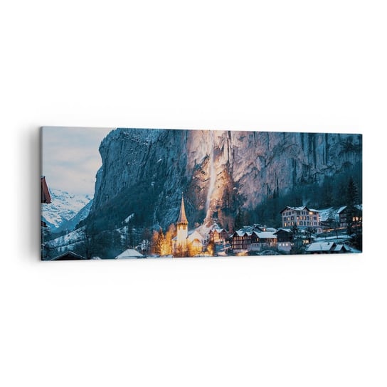 Obraz na płótnie - Świetlisty duch zimy - 140x50cm - Krajobraz Szwajcaria Alpy - Nowoczesny Canvas obraz do salonu do sypialni ARTTOR ARTTOR