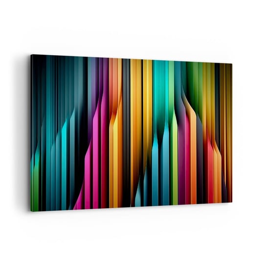Obraz na płótnie - Świetlne organy - 120x80cm - Kolorowy Linie Abstrakcja - Nowoczesny obraz na ścianę do salonu do sypialni ARTTOR ARTTOR